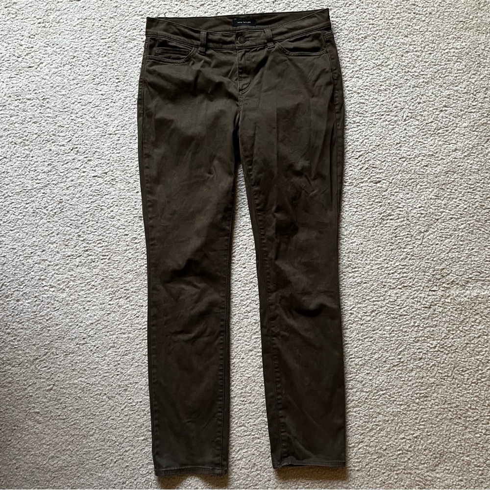 Ann Taylor Olive Green Modern Fit Skinny Pant